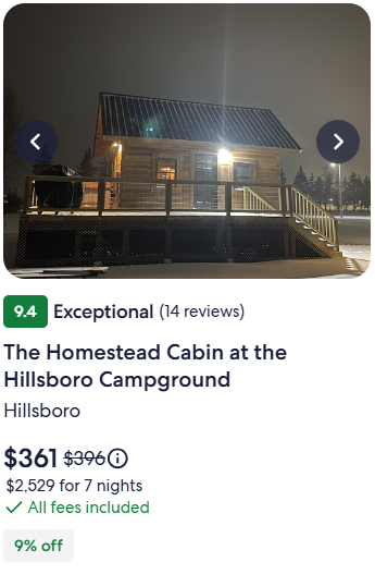 The Homestead Cabin at the Hillsboro Campground Hillsboro